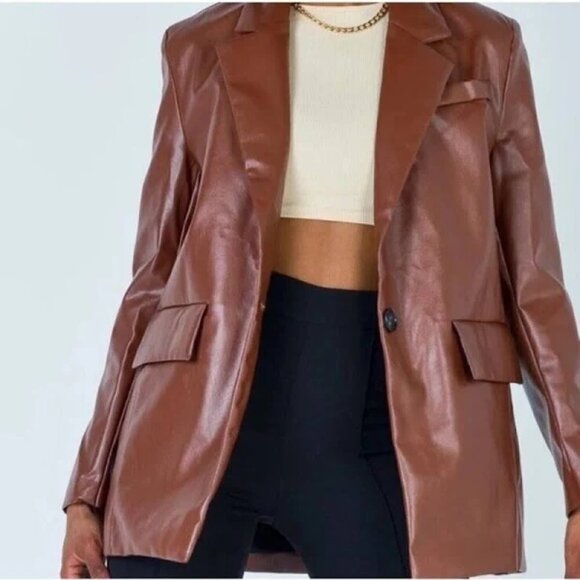 Princess Polly Faux Leather Blazer XS/S - Picture 1 of 4